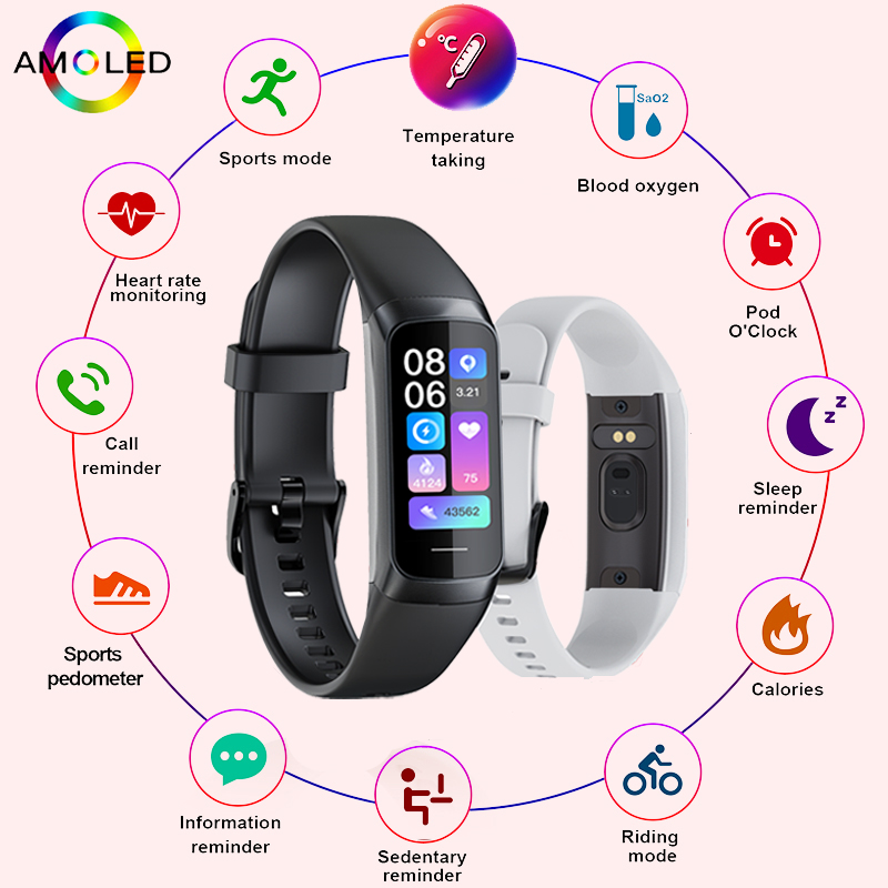 Smartwatch Health Watches For Women - LIGE 1,1-дюймовый Amoled монитор сердечного ритма