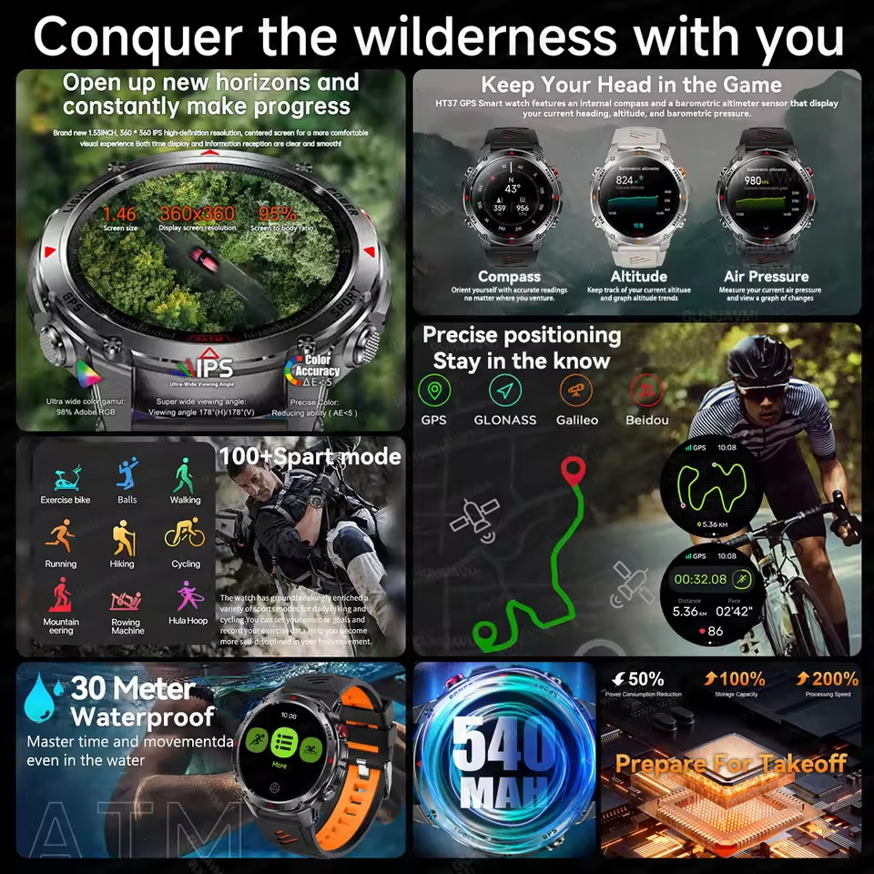 2025Новые T-Rex 3 уличные GPS  – обзор и цена Smartwatch Running Watches For Men